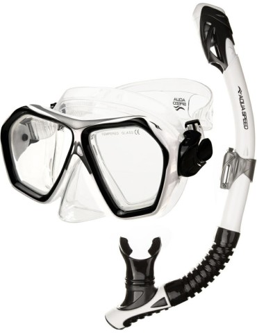 Šnorchlovací set BLAZE + BORNEO v síťovaném vaku, 05 - bílá