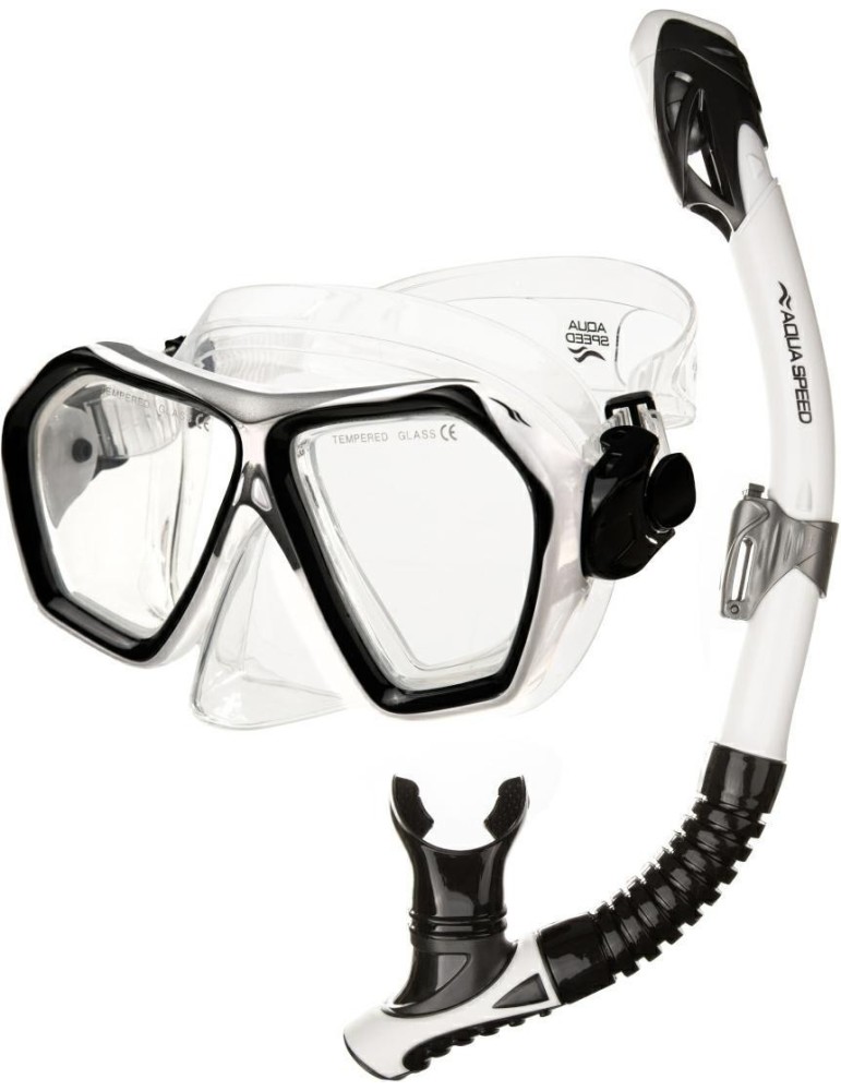 Šnorchlovací set BLAZE + BORNEO v síťovaném vaku, 05 - bílá