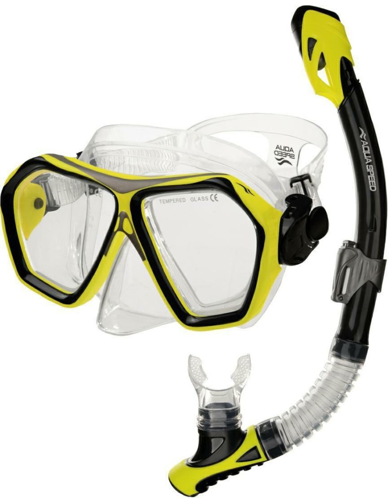 Šnorchlovací set BLAZE + BORNEO v síťovaném vaku, 18 - žlutá