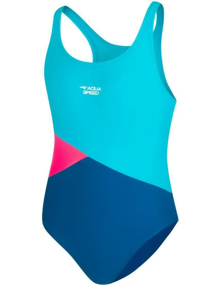 Dívčí jednodílné plavky AQUA SPEED POLA 42 – modro-růžová