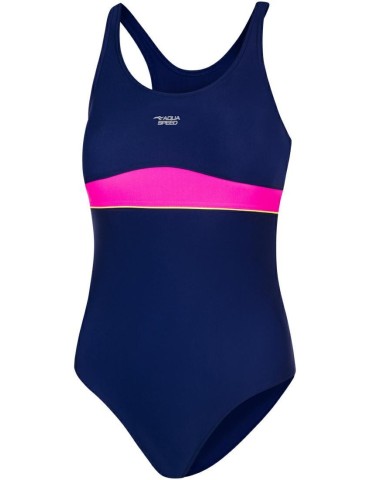 Dívčí jednodílné plavky AQUA SPEED EMILY – 47 námořnická modrá a růžová