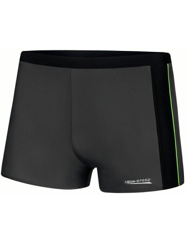 JASON Pánské plavky Aqua Speed 138 – šedá/zelený proužek