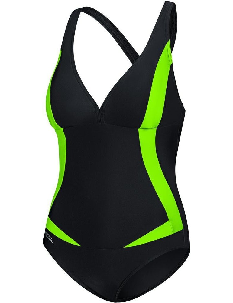 GRETA Dámské jednodílné plavky AQUA SPEED – 01 černo-zelená