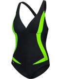 GRETA Dámské jednodílné plavky AQUA SPEED – 01 černo-zelená