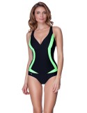 Dámské jednodílné plavky AQUA SPEED – 01 černo-zelená